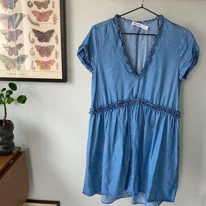 Zara Chambray Gathered Dress